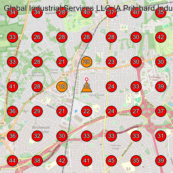 Global Industrial Services LLC (A Pritchard Industries Company) GeoGrid visibility map for General Contractor in Syosset
